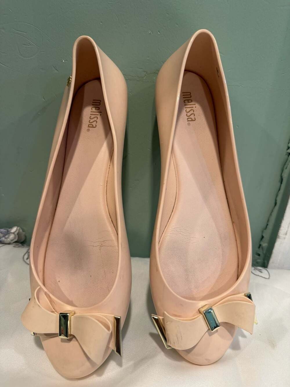 Melissa Space Love Blush Pink Jelly Flats Bow Accent Women's Sz 8